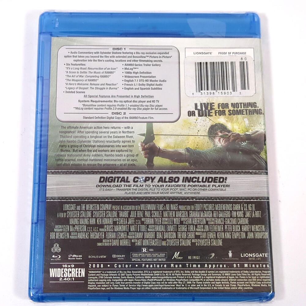 Rambo (2008) 2-Disc Special Edition Blu-ray - Sylvester Stallone - NEW SEALED - Picture 2 of 2